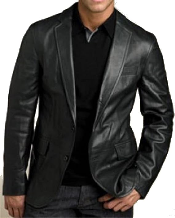 Men's Black Leather Blazer Coat - Single Breasted Slim Fit Formal Jackets Men-Leather Planet