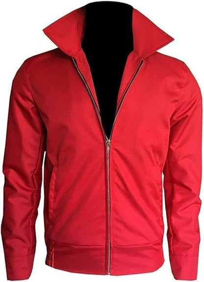 Rebel Red Jacket for Men's - Dean Stark Red Jacket Real Cotton Motorcycle Jacket - Men Red Racer Slim Jacket-Leather Planet