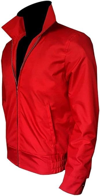 Rebel Red Jacket for Men's - Dean Stark Red Jacket Real Cotton Motorcycle Jacket - Men Red Racer Slim Jacket-Leather Planet