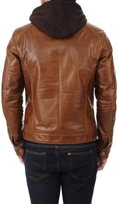 Men's Brown Motorcycle Riding Leather Jacket - Real Lambskin Biker Slim Fit Leather Jacket Men-Leather Planet