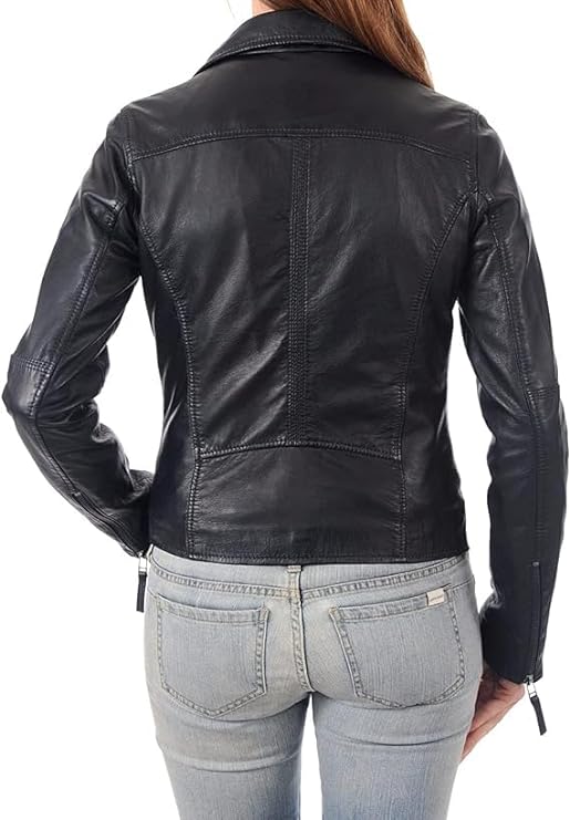 Women's Black Fit Biker Soft Leather Jacket - Real Lambskin Leather for Women-Leather Planet