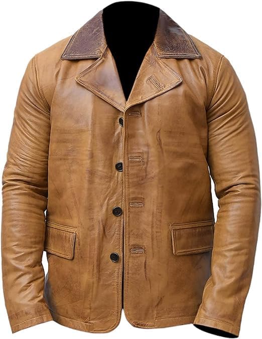 Men Jacket Coat Blazer Brown Antique Trench 