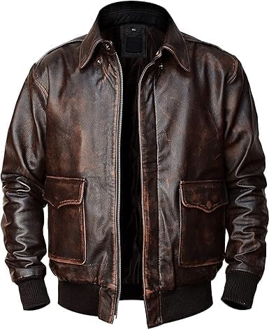 Men's Brown Flying A2 Leather Jacket - Real Cowhide Aviator Pilot Leather Jacket Men-Leather Planet