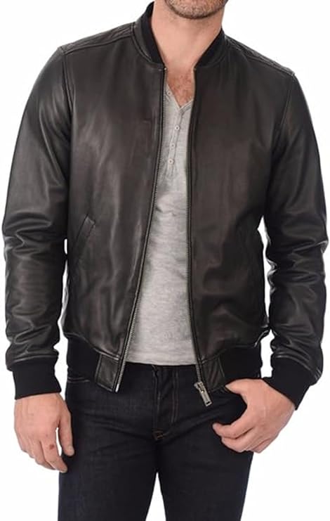 Men's Black Motorcycle Racer Leather Jacket - Real Lambskin Leather Slim Fit Jacket Or Men-Leather Planet