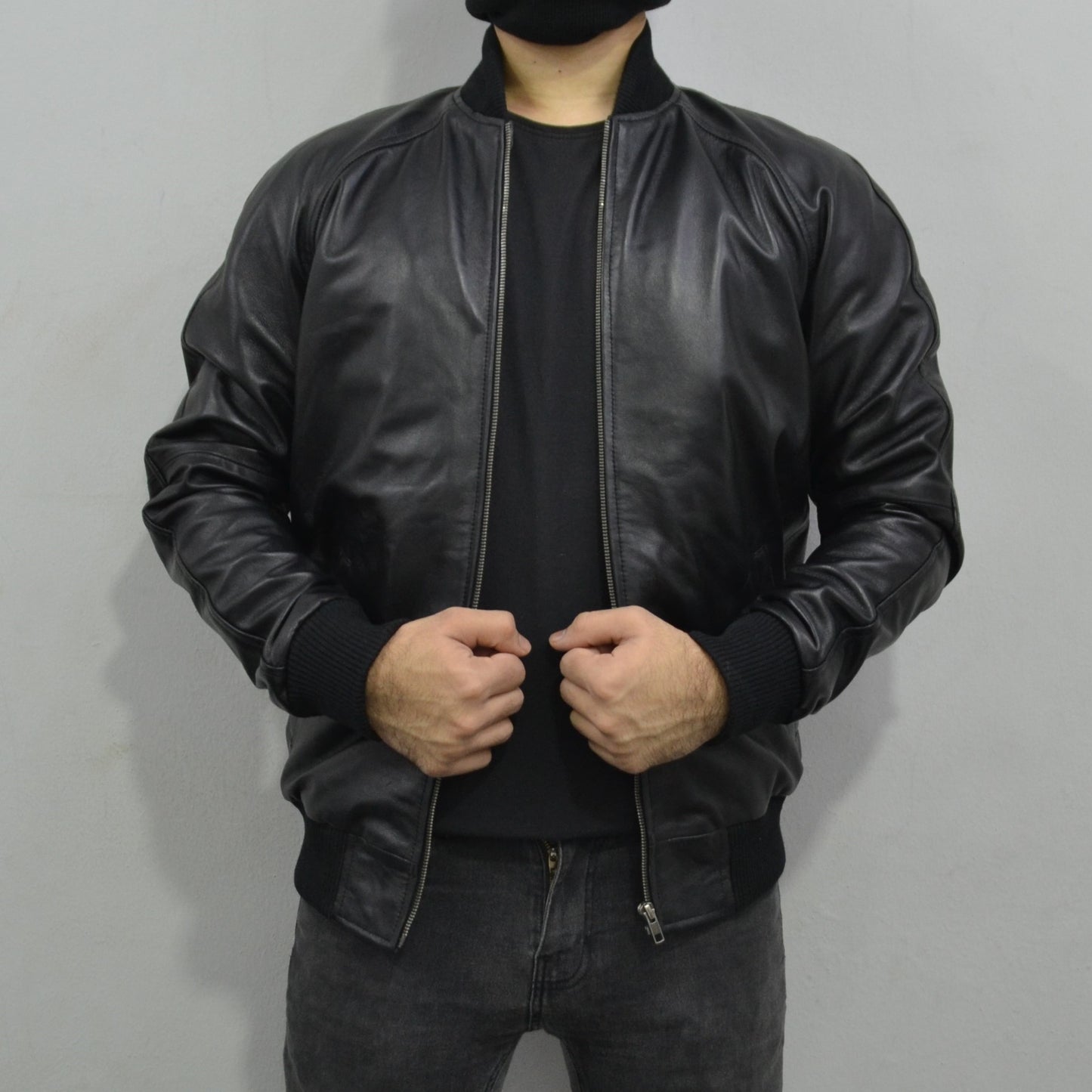 Men's Bomber Leather Jacket - Original Leather Baseball Spring Leather Jacket-Leather Planet