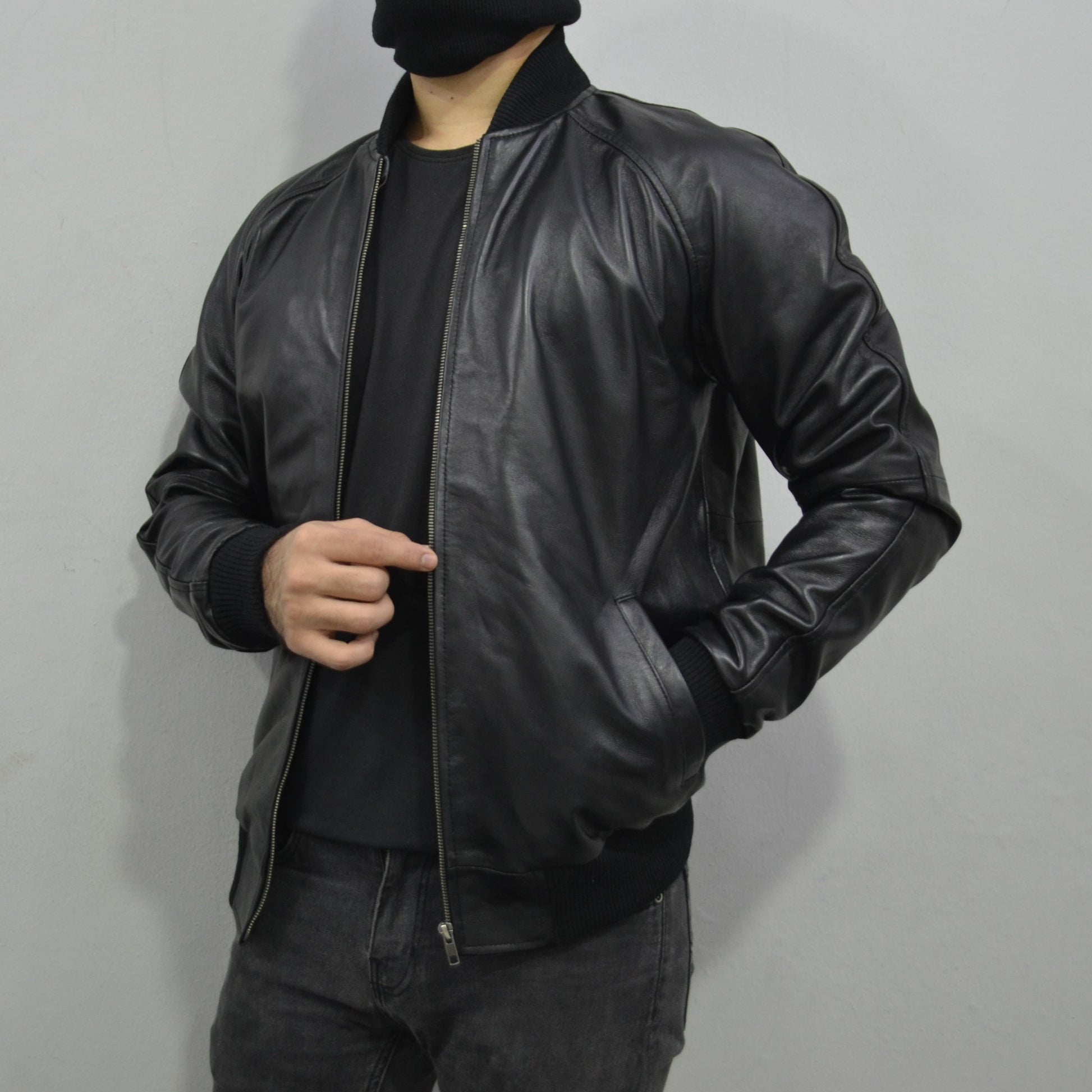 Men's Bomber Leather Jacket - Original Leather Baseball Spring Leather Jacket-Leather Planet