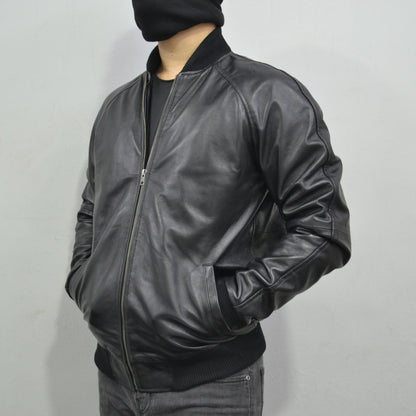 Men's Bomber Leather Jacket - Original Leather Baseball Spring Leather Jacket-Leather Planet