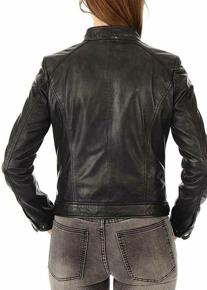 Women's Lambskin Leather Bomber Biker Jacket - Winter Wear - Extremely Soft & Smooth-Leather Planet