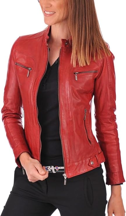 Women's Lambskin Leather Bomber Biker Jacket - Winter Wear - Extremely Soft & Smooth-Leather Planet